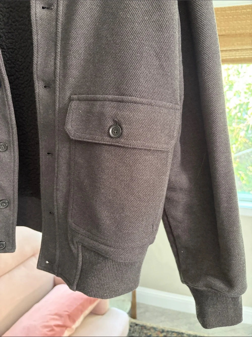 Banana Republic Men's Charcoal Button-Up Lightweight Jacket